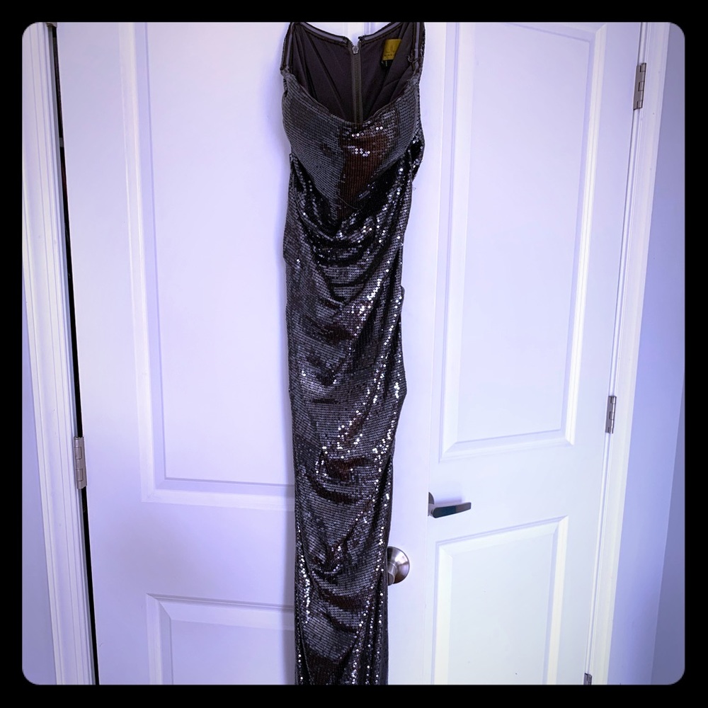 Nicole Miller sequin silver gown